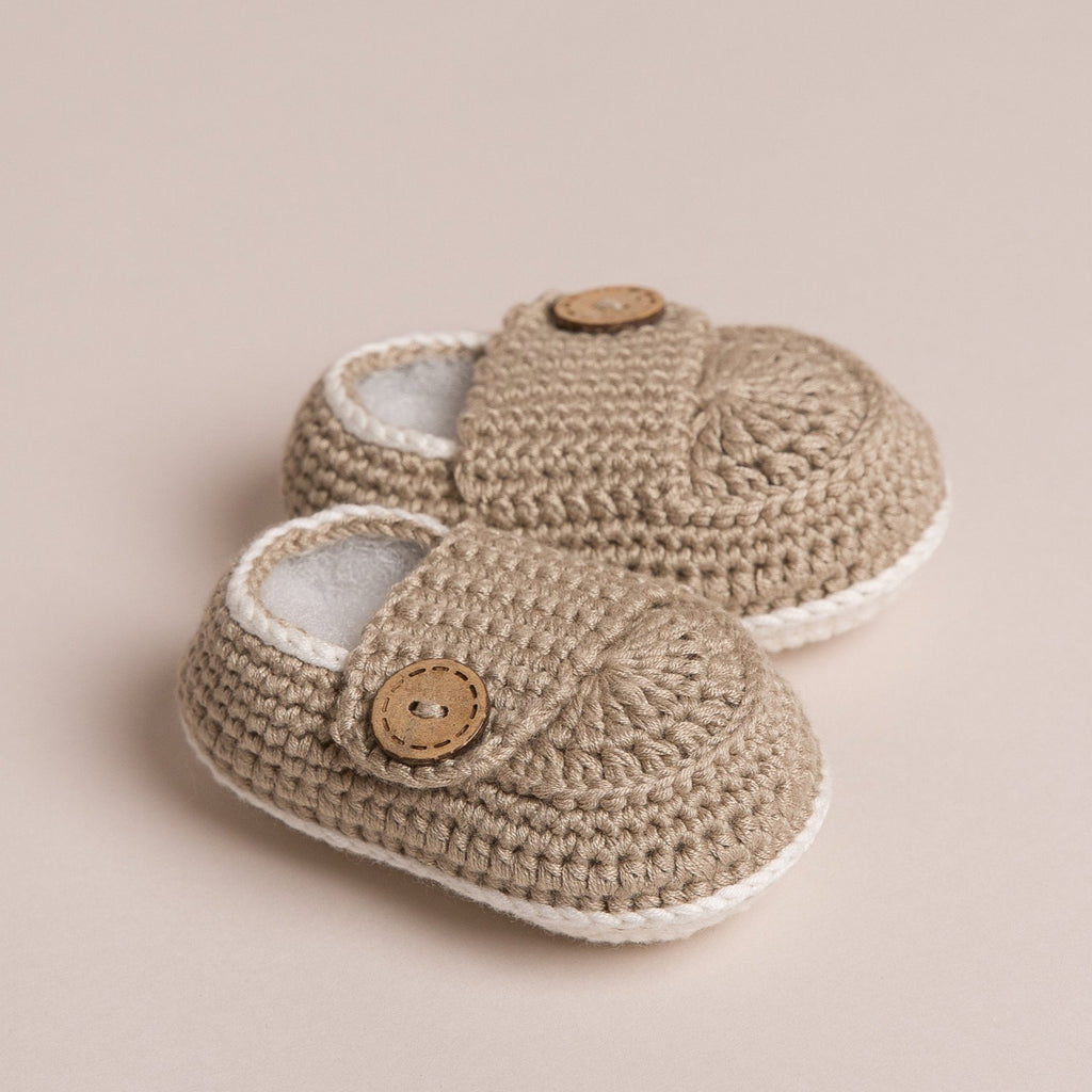 Hand Crochet Bamboo Baby Shoes (Beige)