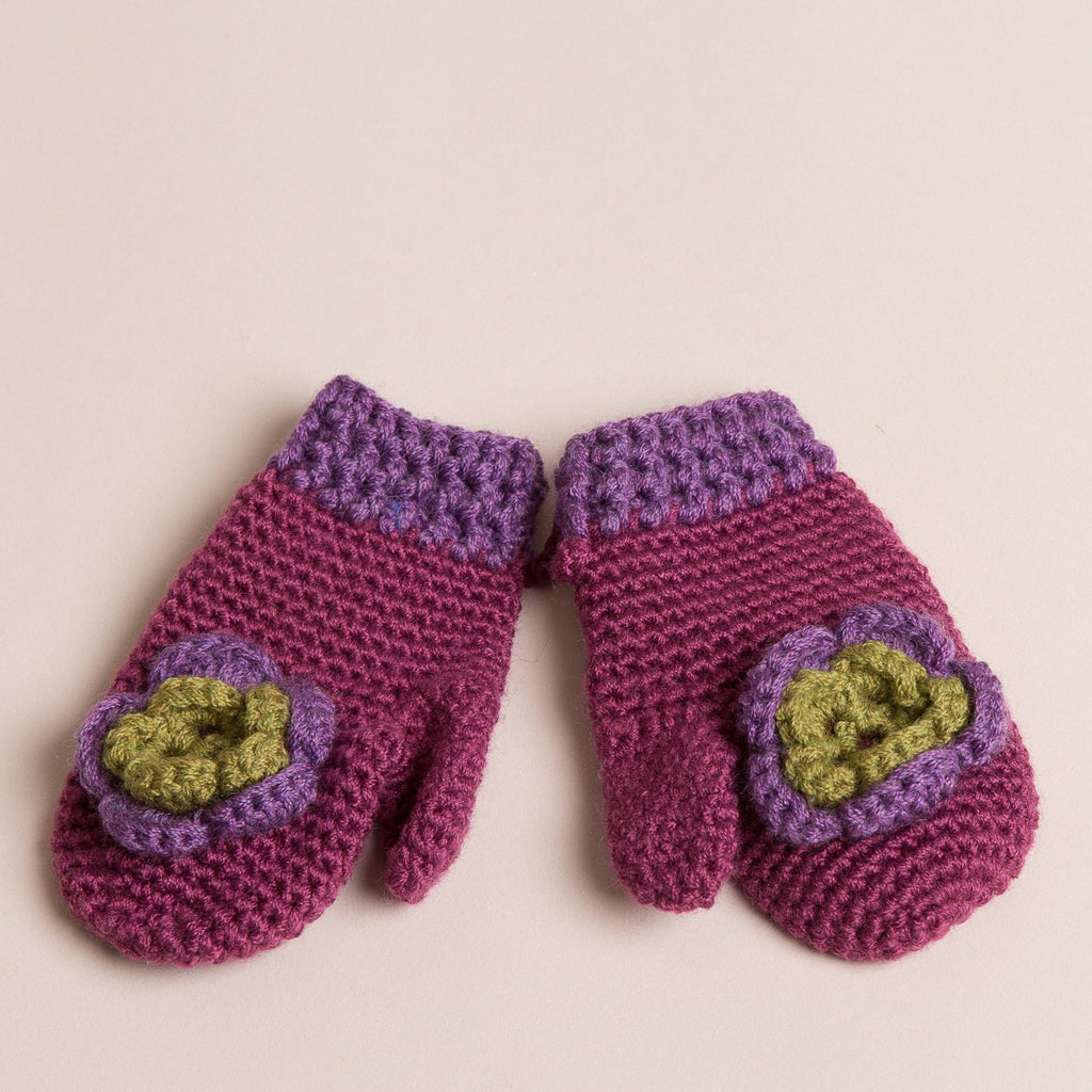 Hand Knitted Girls Mitten Gloves