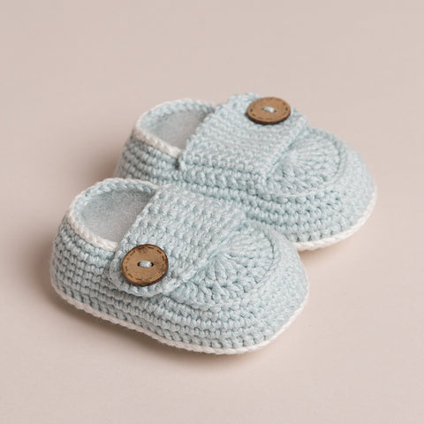 Hand Crochet Bamboo Baby Shoes(Pale Blue)