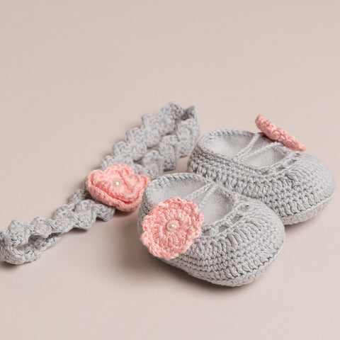 Hand Crochet Baby Shoes With Headband
