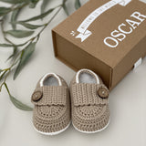 Hand Crochet Bamboo Baby Shoes (Beige)