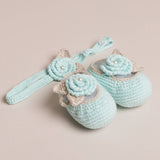 Baby Girl Shoes and Headband Set With Pearl Detail